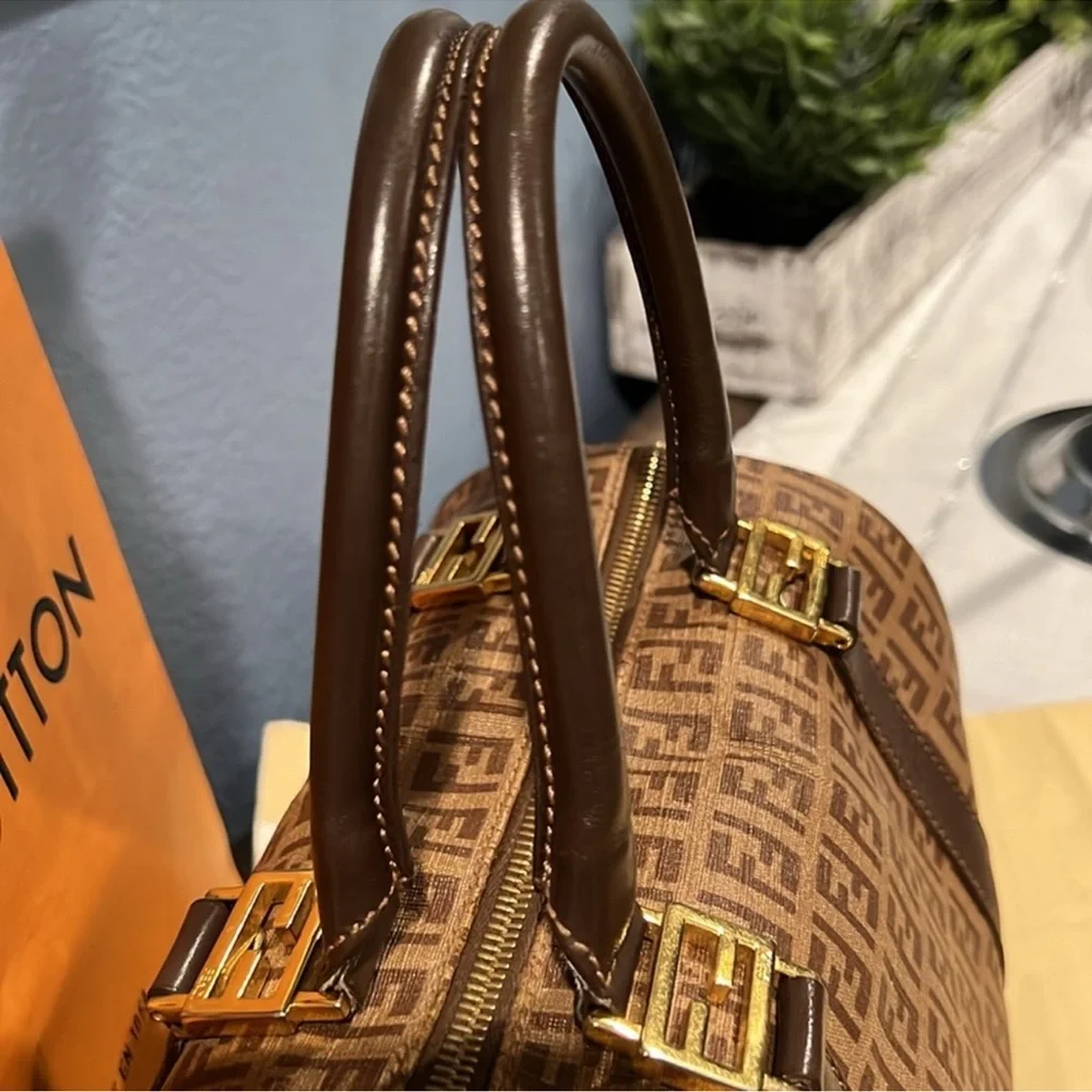 Fendi Brown Monogram Boston Bag - Picture 3 of 16